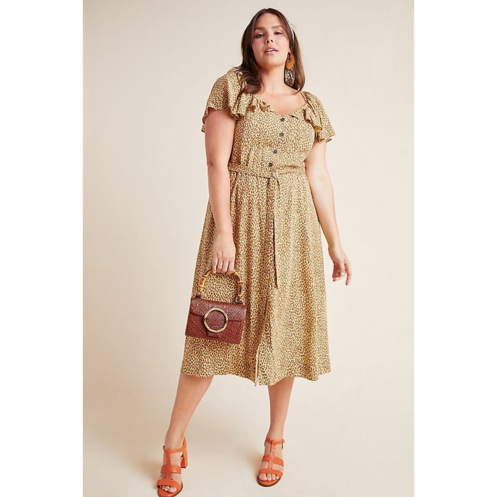 Anthropologie A+ Bolsano Leopard Print Midi Dress